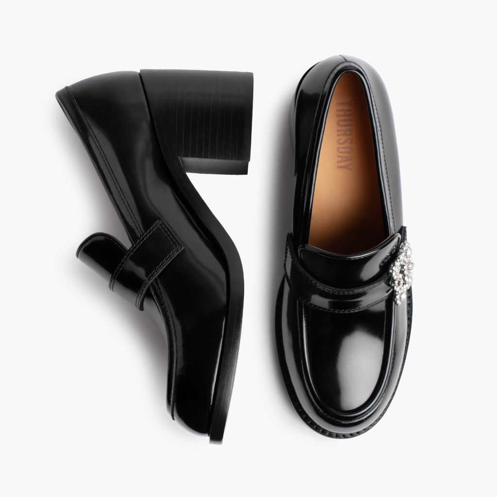 High Heel Penny | Black & Crystal