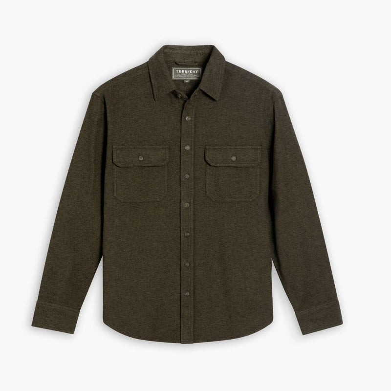 Summit Flannel Shirt | Olive Herringbone
