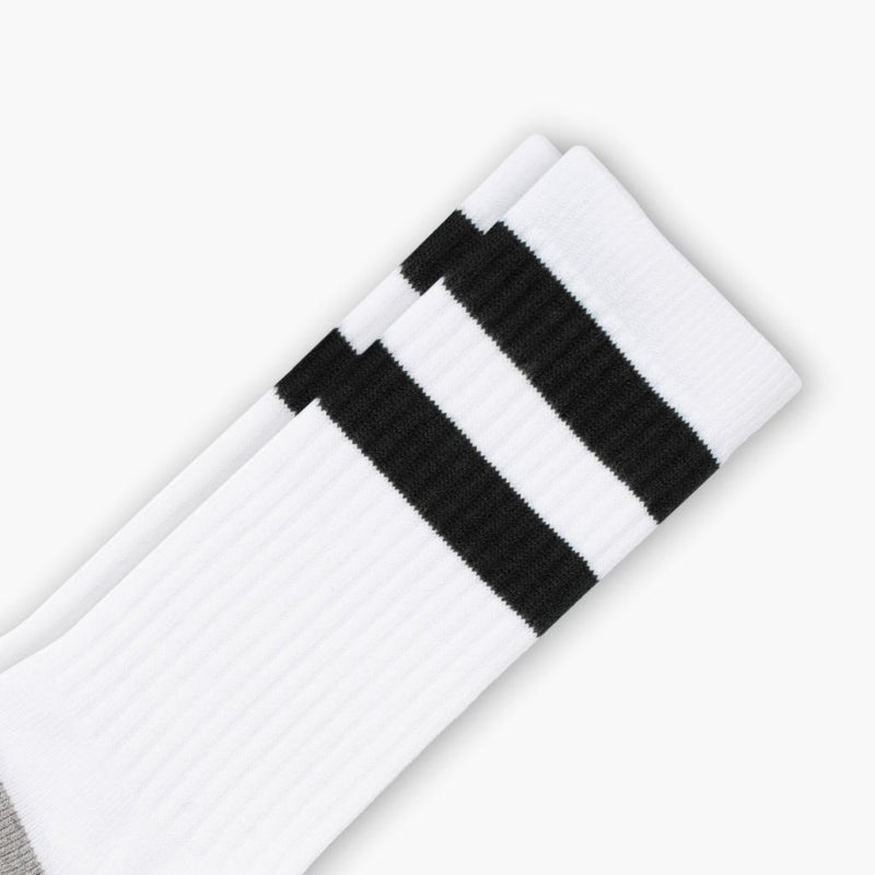 Men's Cotton Crew Sock | White x Black Stripe